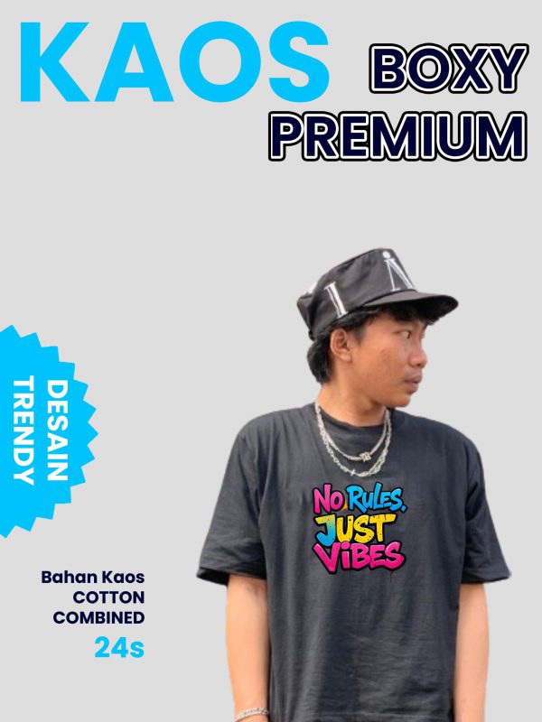 Basic Oversize Kaos Boxy Black - Korean Style Streetwear PLAIN IND - Gambar 4