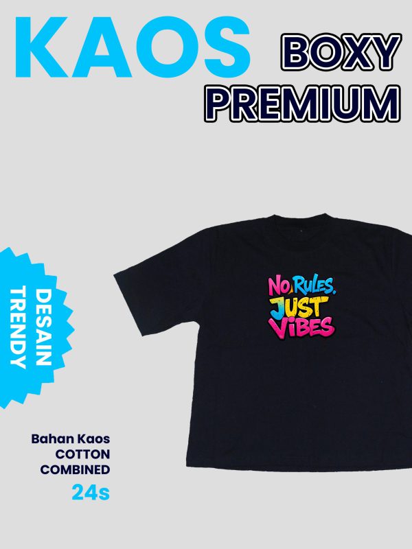 Basic Oversize Kaos Boxy Black - Korean Style Streetwear PLAIN IND - Gambar 3