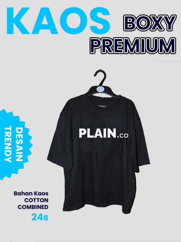 Kaos Boxy PLAIN IND Black - Trendy Casual Oversize Tee Unisex