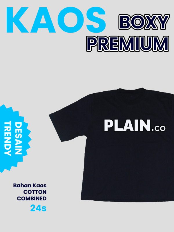 Kaos Boxy PLAIN IND Black - Trendy Casual Oversize Tee Unisex - Gambar 5