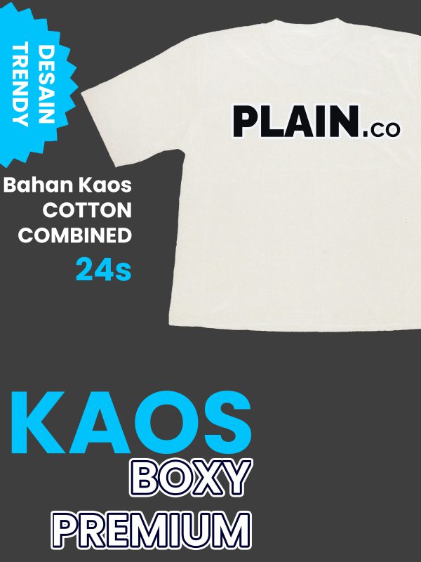 Kaos Boxy PLAIN IND White - Trendy Casual Oversize Tee Unisex - Gambar 3