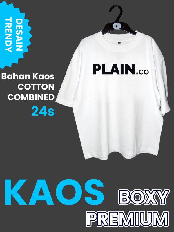 Kaos Boxy PLAIN IND White - Trendy Casual Oversize Tee Unisex