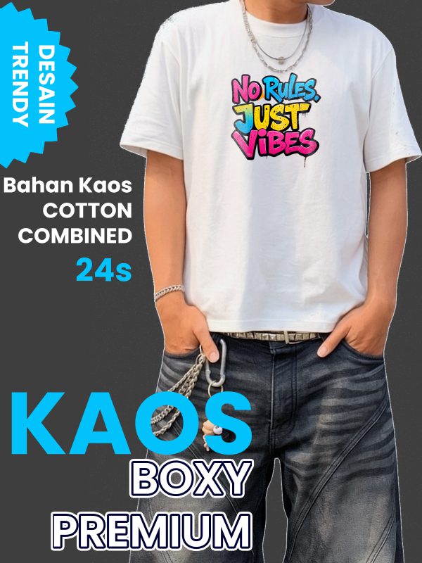 Basic Oversize Kaos Boxy White - Korean Style Streetwear PLAIN IND - Gambar 3